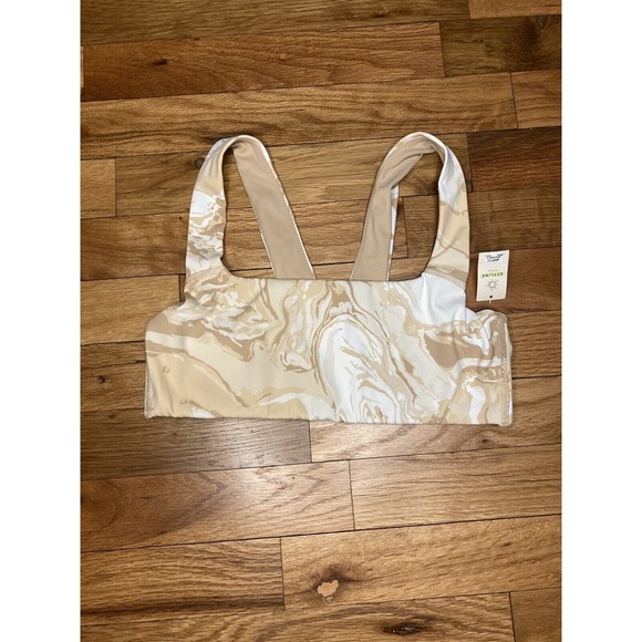 Offline By AERIE Bikini Top Square Neck Tan And Cream Size XS (small) NWT - Picture 1 of 3